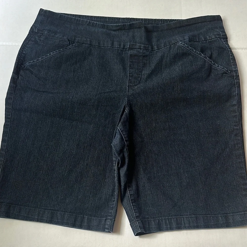 Style & Co High-Waisted Denim Bermuda Shorts - XL - Dark Wash